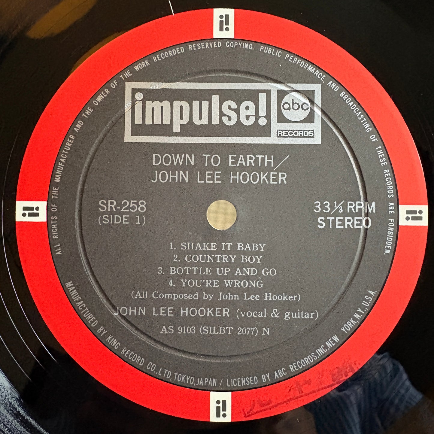 John Lee Hooker – Down To Earth / SR-258 Impulse! Original Japan LP