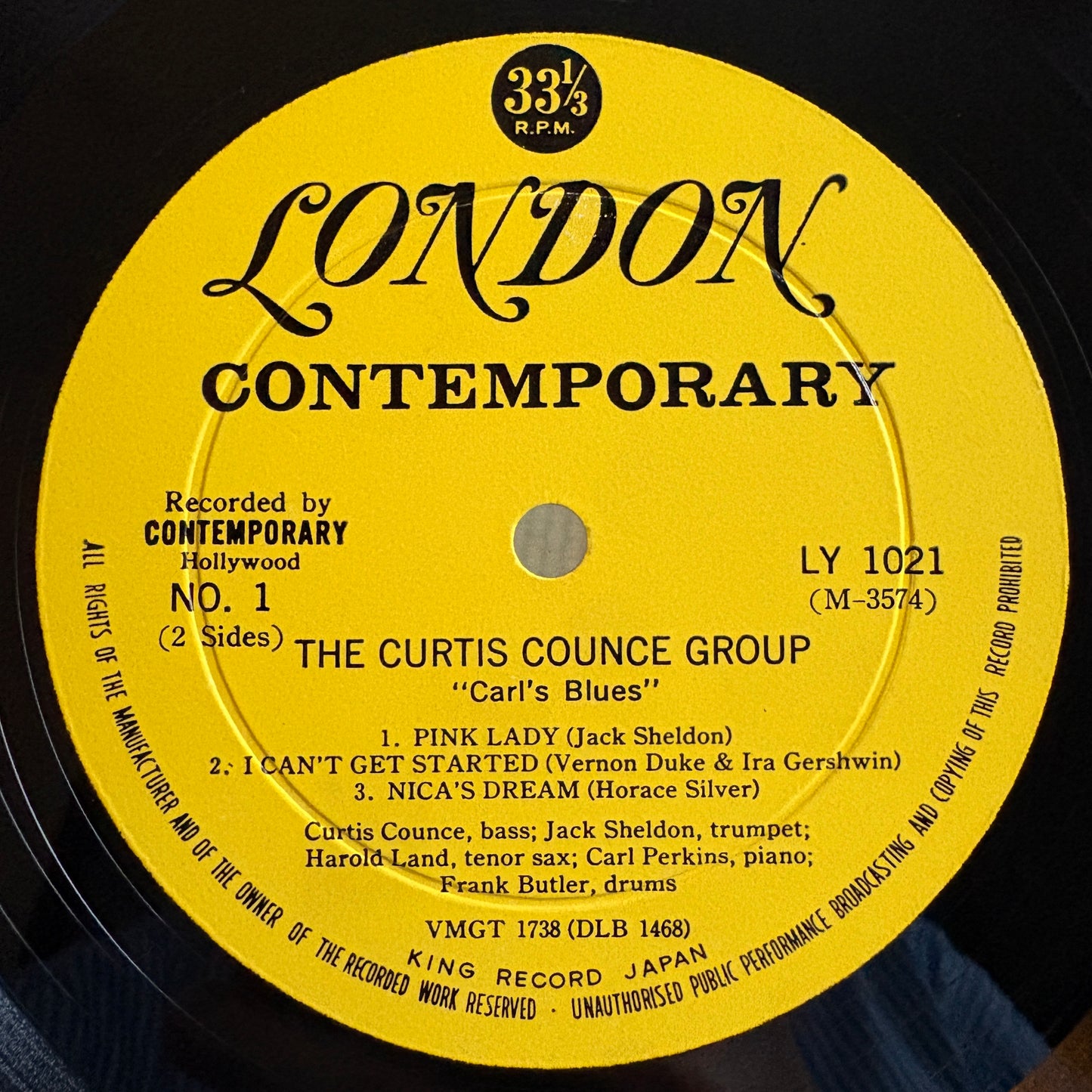The Curtis Counce Group – Carl's Blues / LY 1021 Contemporary Original Japan LP