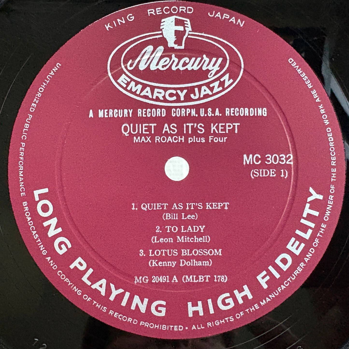 Max Roach Plus Four – Quiet As It's Kept / MC 3032 Mercury Japan Original LP