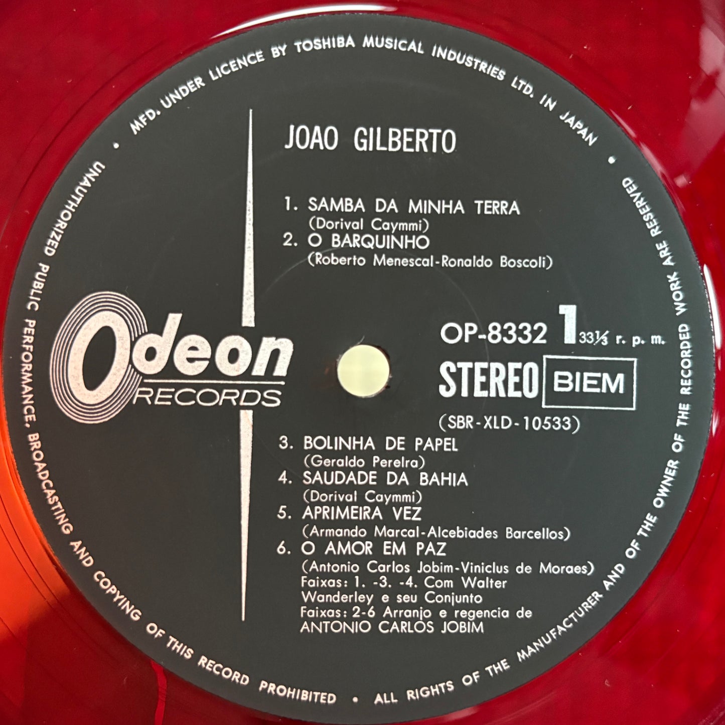 João Gilberto - S/T / OP-8332 Odeon Japan Original Red LP