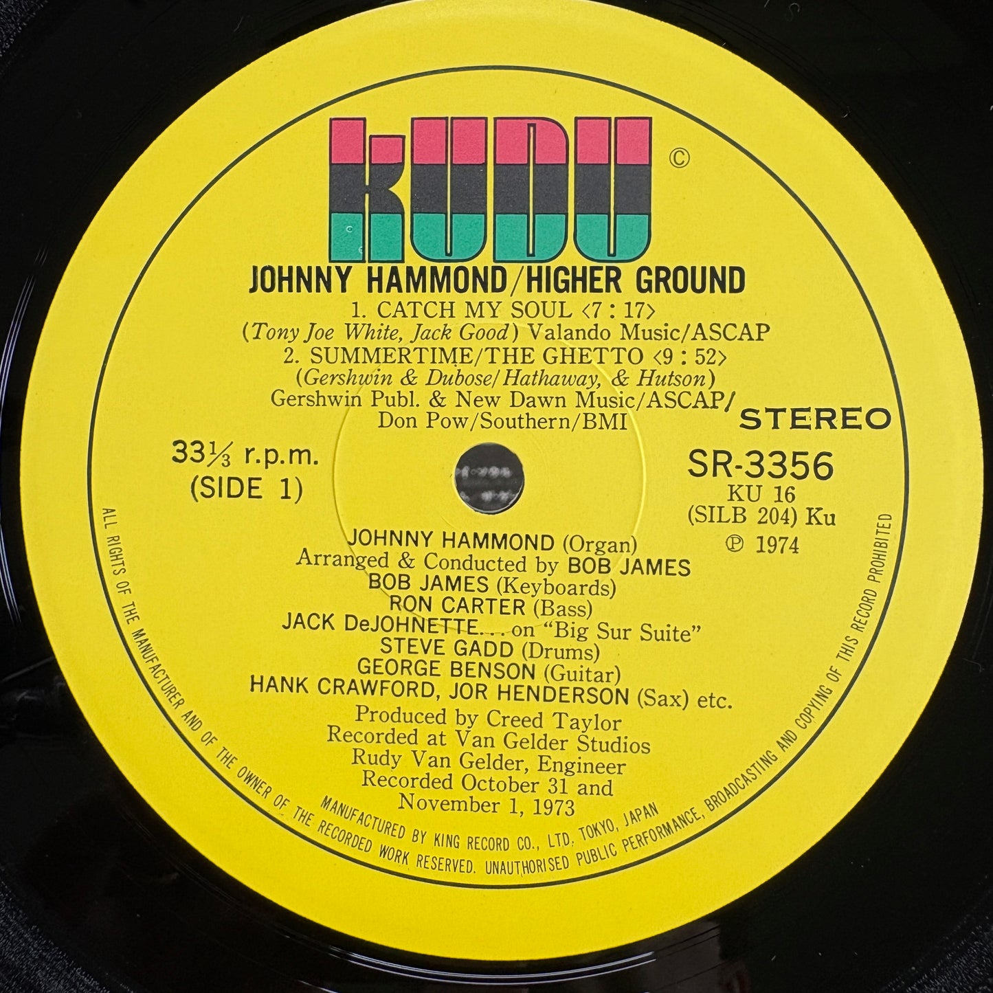 Johnny Hammond – Higher Ground / SR 3356 Kudu Japan Original LP