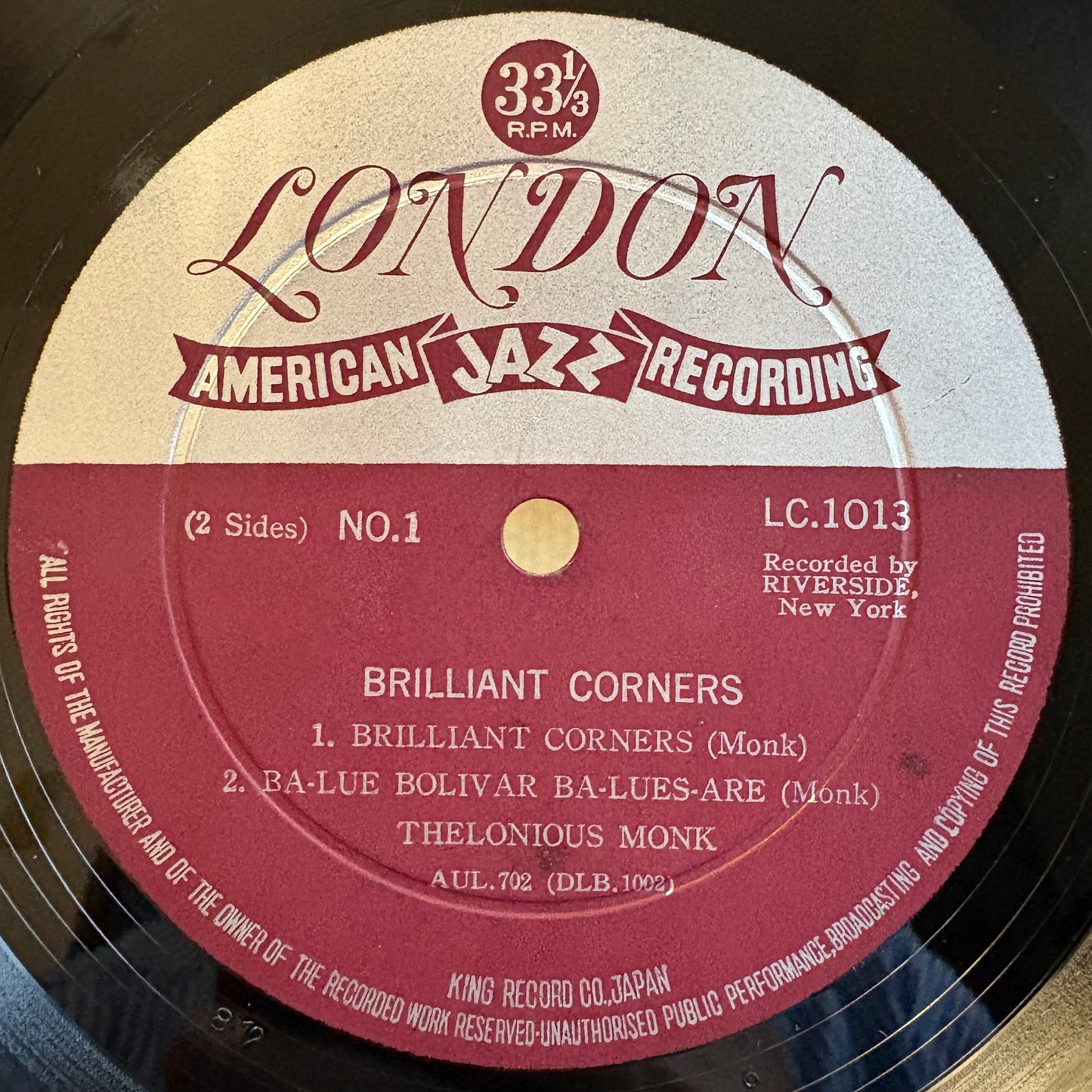 Thelonious Monk - Brilliant Corners / LC 1013 London Original Japan LP