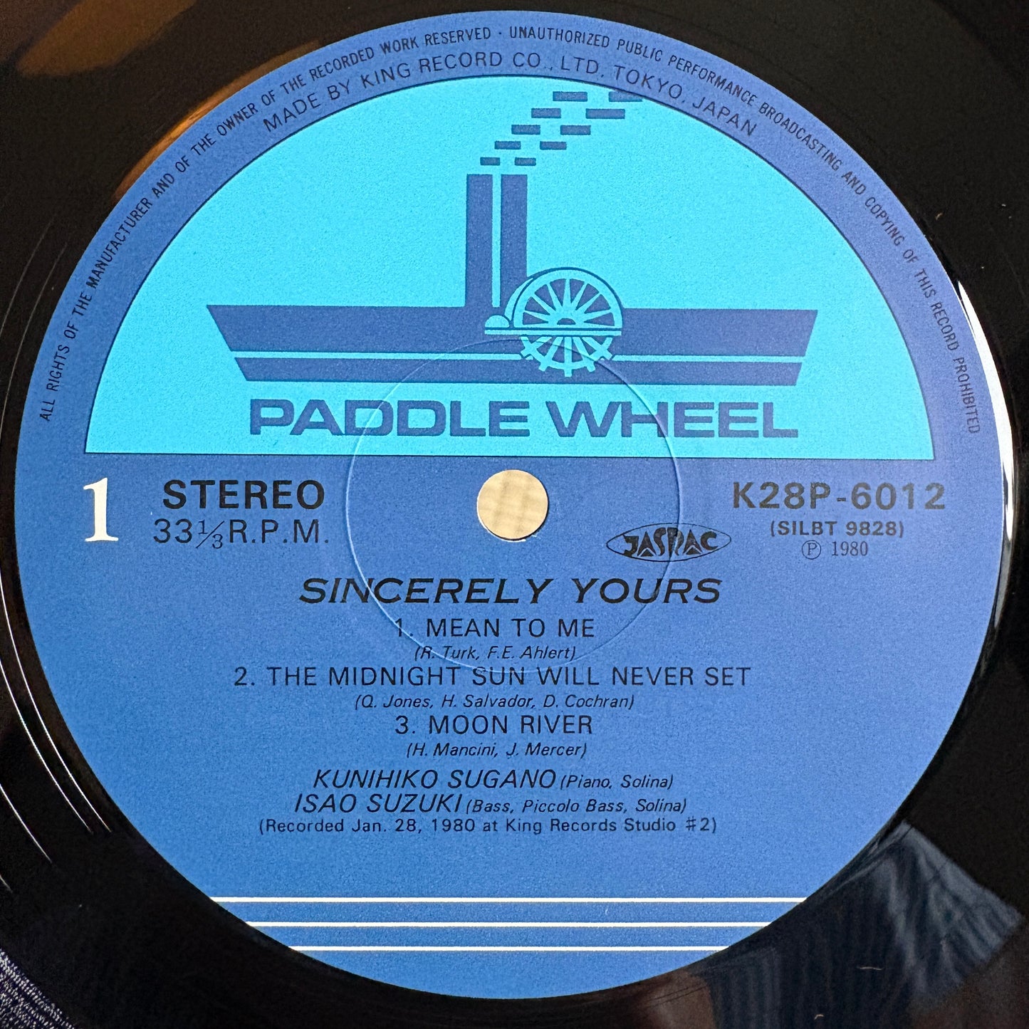 Kunihiko Sugano, Isao Suzuki – Sincerely Yours / K28P-6012 Paddle Wheel Japan Original LP