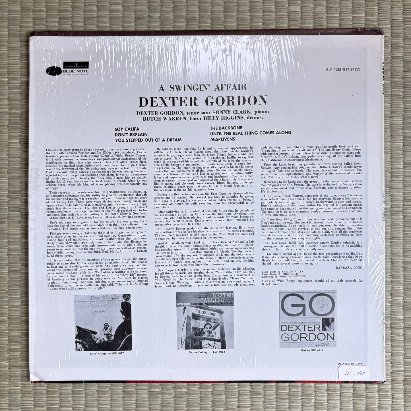 Dexter Gordon – A Swingin' Affair / BST-84133 Blue Note US LP