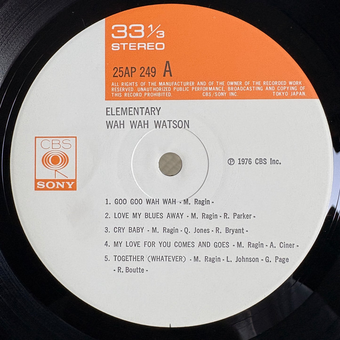 Wah Wah Watson - Elementary / 25AP 249 CBS/Sony Japan Original LP