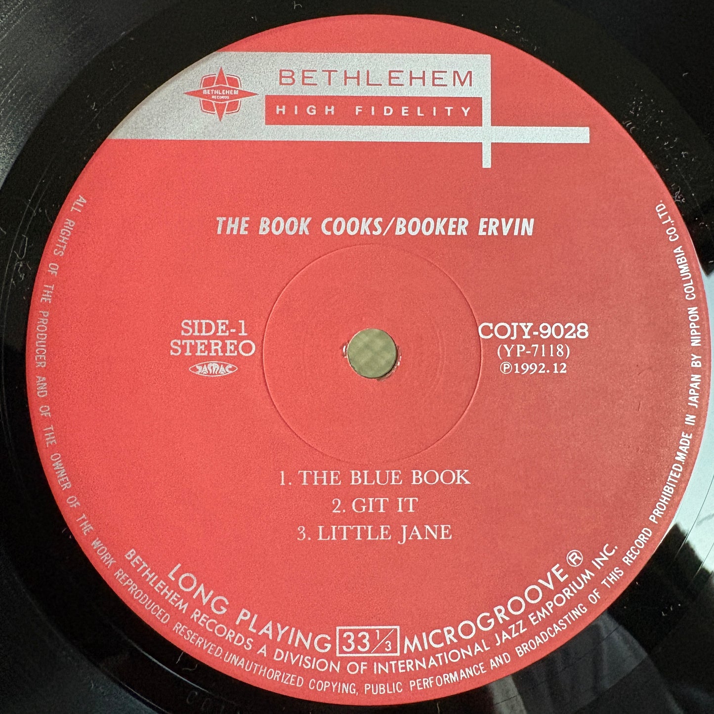 Booker Ervin – The Book Cooks / COJY-9028 Bethlehem Japan LP