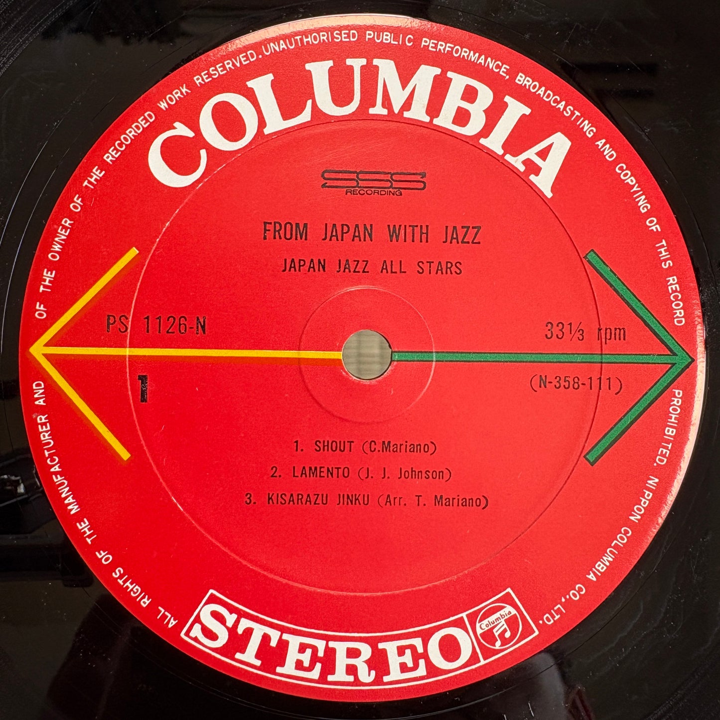 Japan Jazz All Stars – From Japan With Jazz / PS-1126-N Columbia Japan Original LP