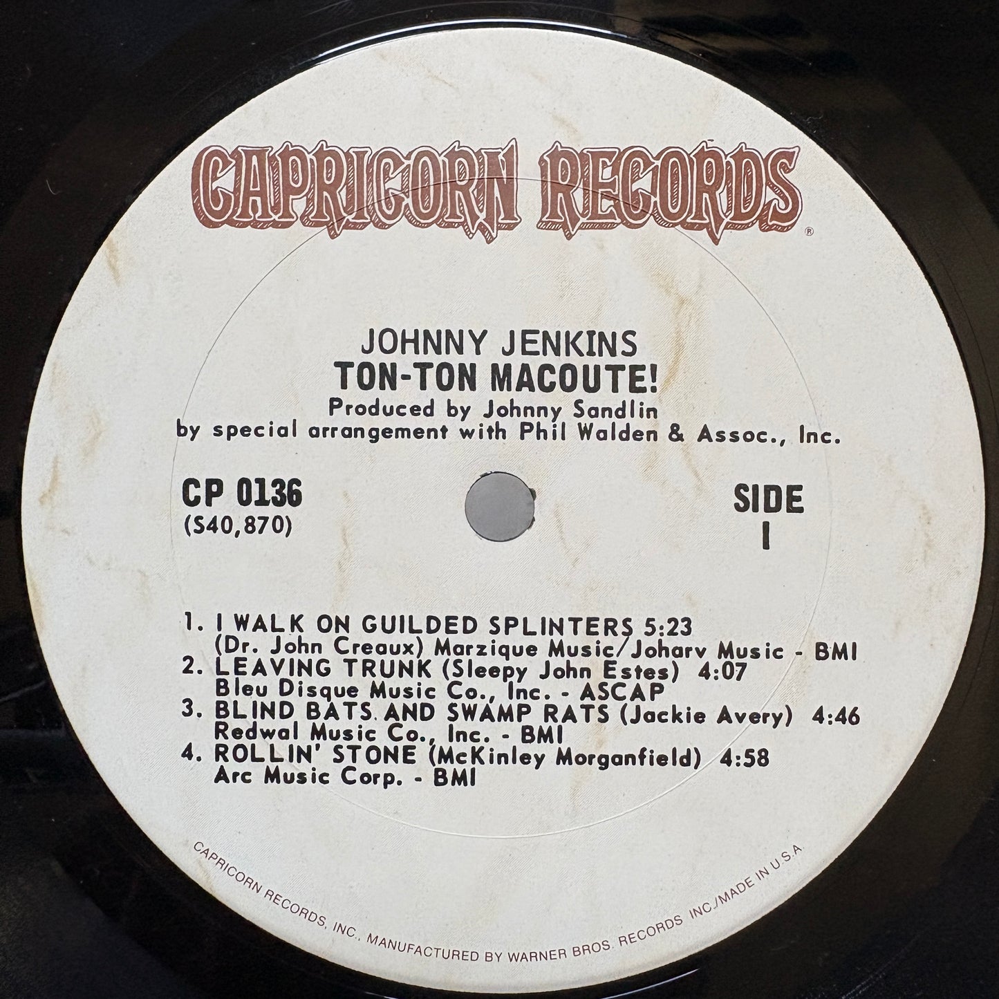 Johnny Jenkins – Ton-Ton Macoute! / CP 0136 Capricorn US LP