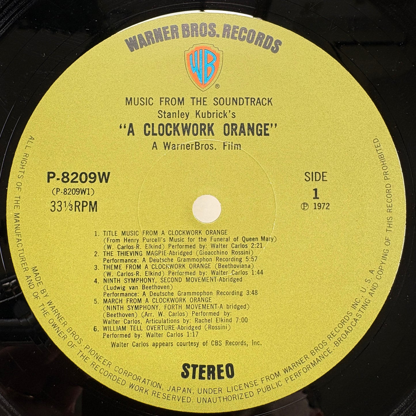 V/A - Stanley Kubrick's A Clockwork Orange / P-8209W Warner Bros Japan Original LP