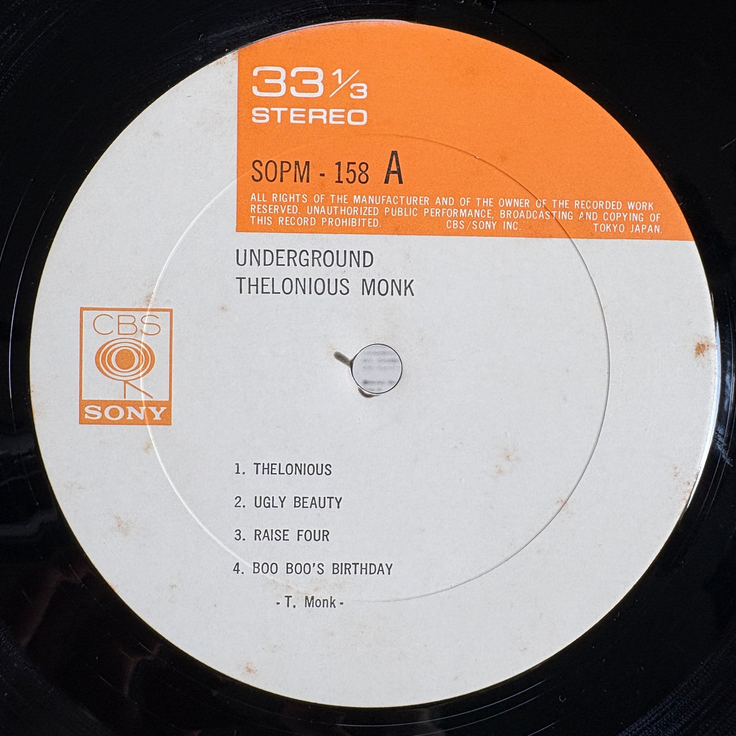 Thelonious Monk – Underground / SOPM 158 CBS/Sony Japan LP