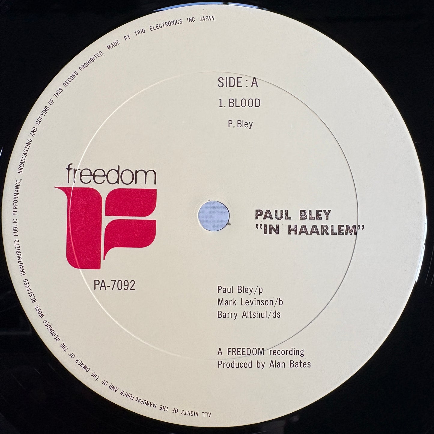 Paul Bley – In Haarlem / PA-7092 Freedom Japan LP