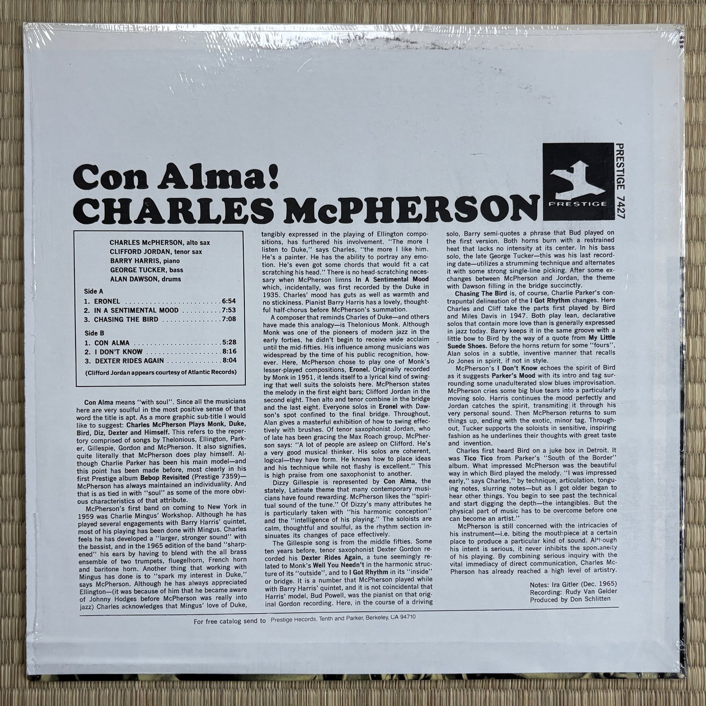 Charles McPherson – Con Alma! / PR-7427 Prestige US LP