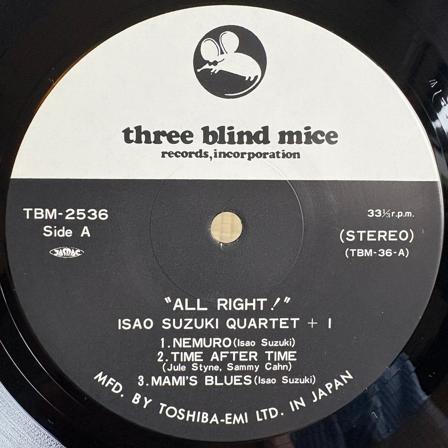 Isao Suzuki Quartet + 1 – All Right! / TBM-2536 Three Blind Mice Japan LP