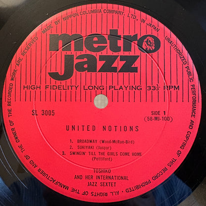 Toshiko And Her International Jazz Sextet ‎– United Notions / SL 3005 MetroJazz Original Japan LP