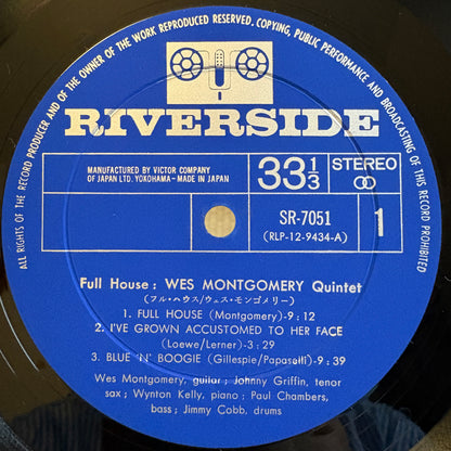 Wes Montgomery ‎– Full House / SR-7051 Riverside Original Japan LP