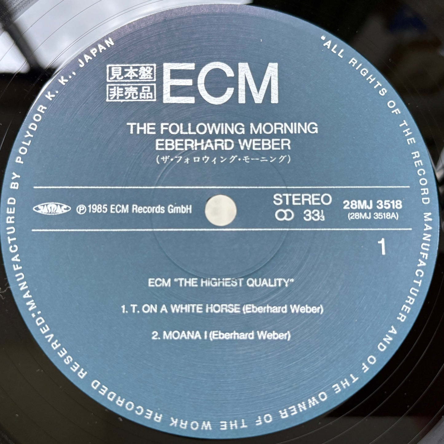 Eberhard Weber – The Following Morning / 28MJ 3518 ECM Japan Original Promo LP