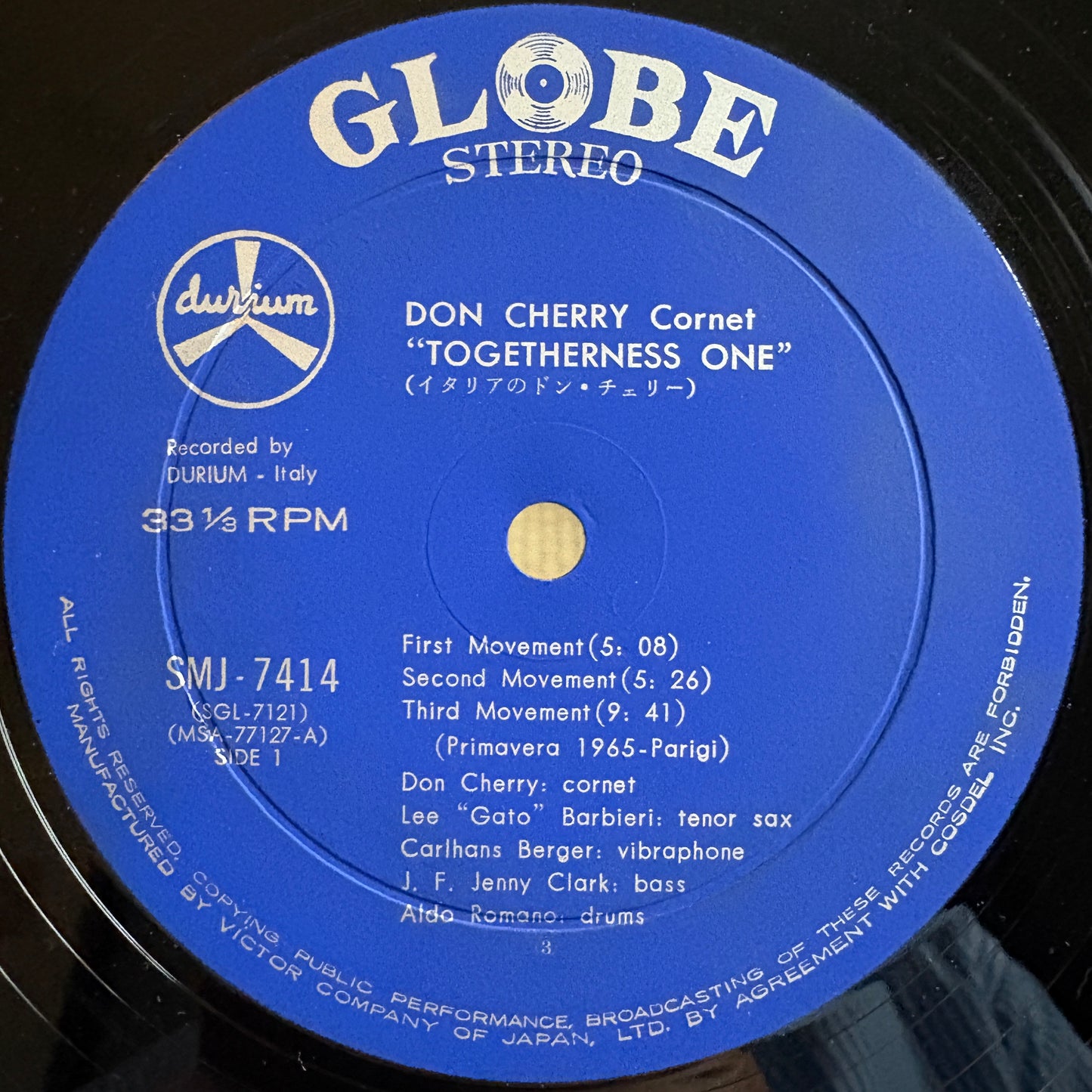 Don Cherry ‎– Togetherness / SMJ-7414 Globe Original Japan LP