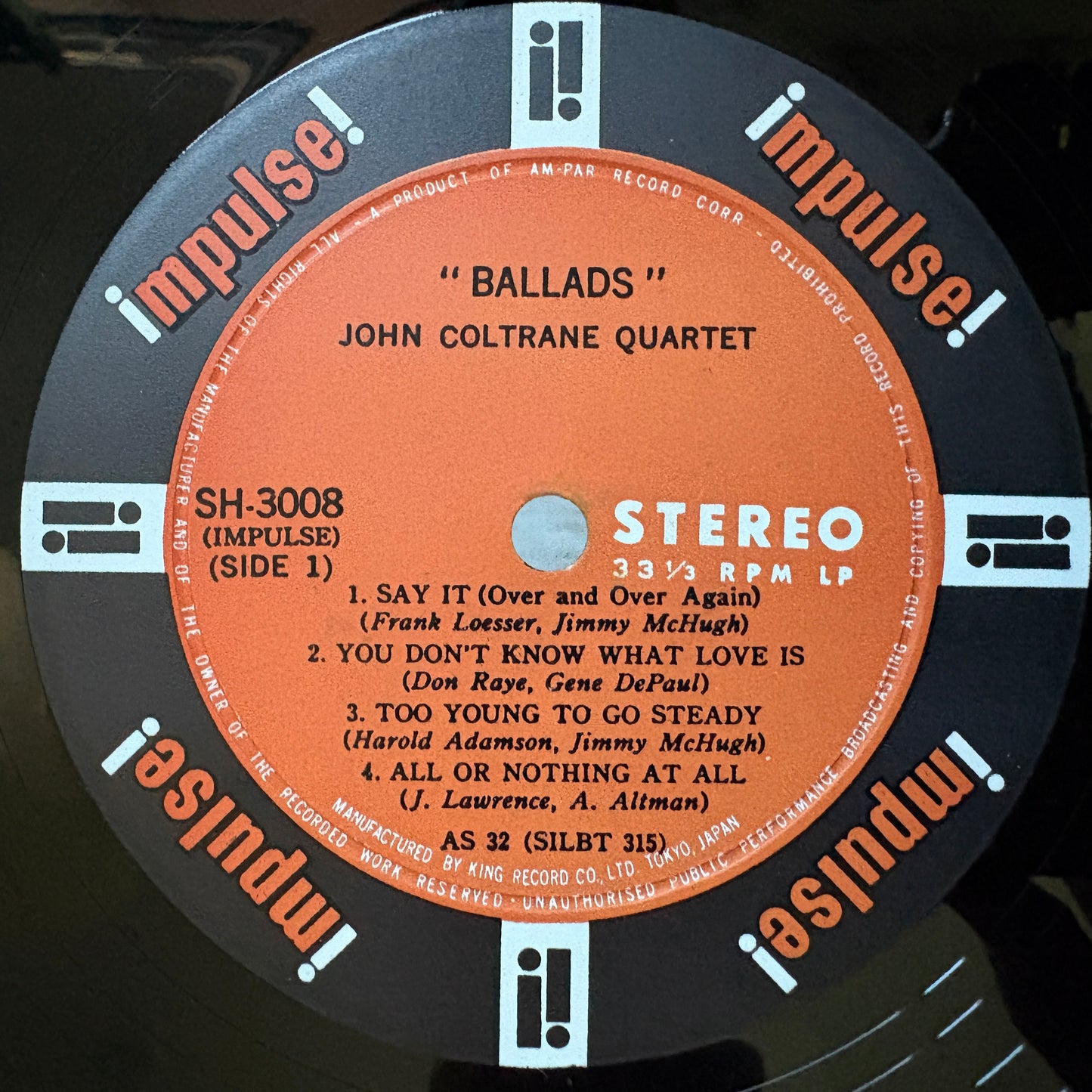 John Coltrane Quartet – Ballads / SH 3008 Impulse! Japan Original LP