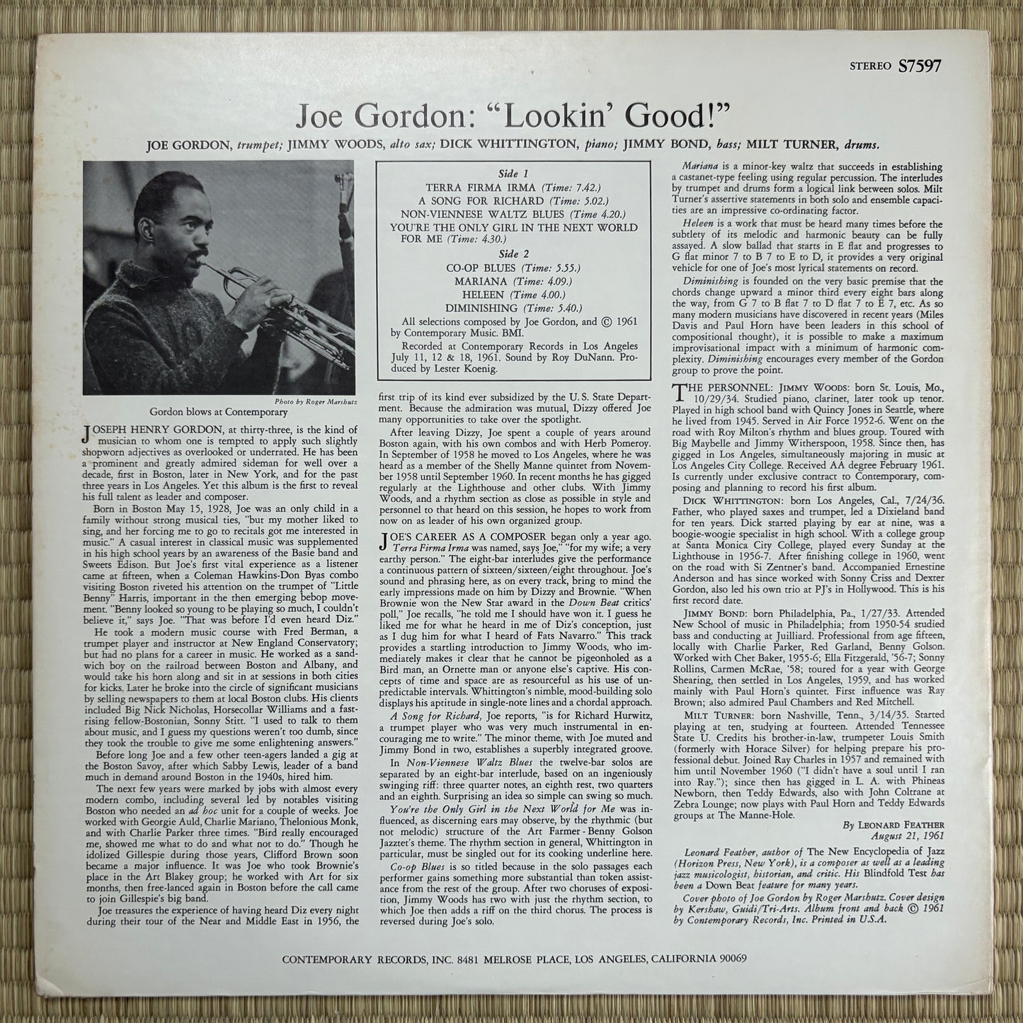 Joe Gordon – Lookin' Good / S7597 Contemporary US LP