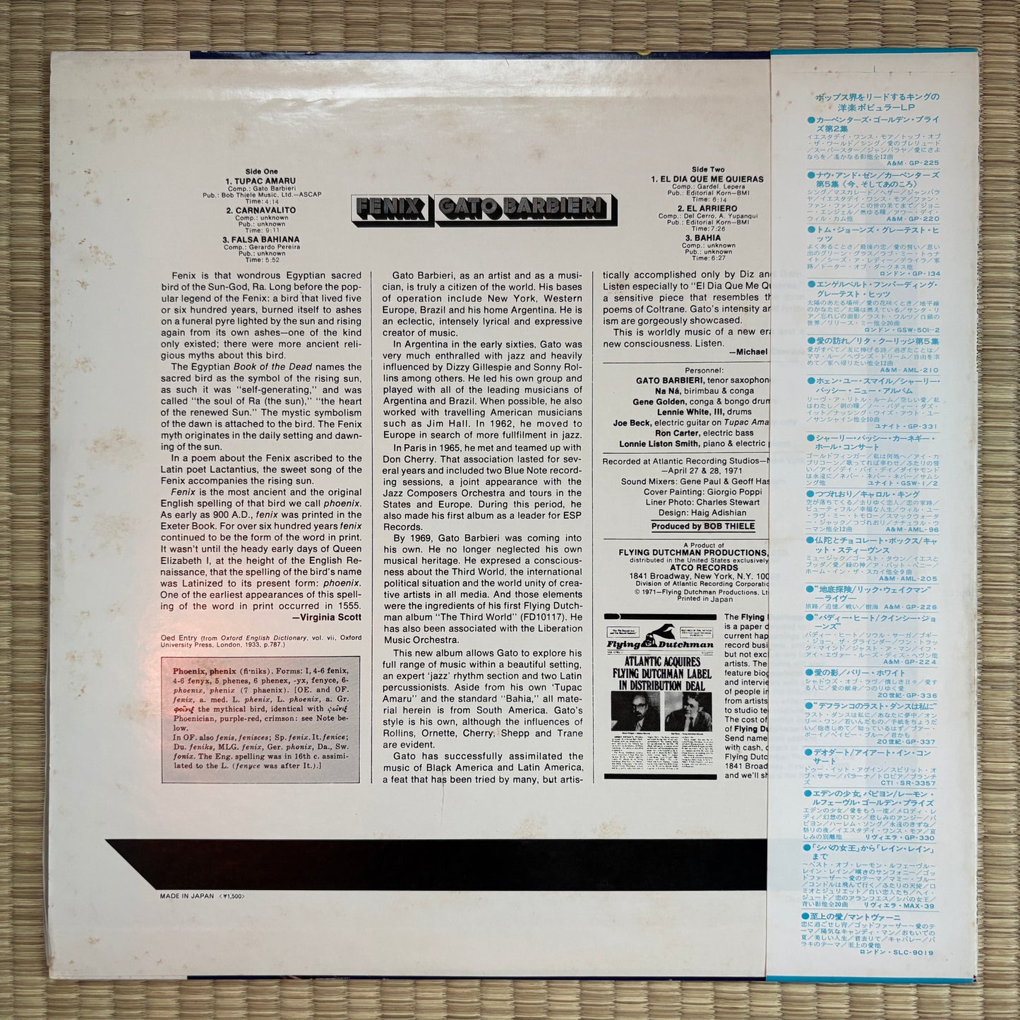 Gato Barbieri – Fenix / LAX-3052 Flying Dutchman Japan LP