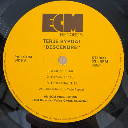 Terje Rypdal – Descendre / PAP-9193 ECM Japan Original LP