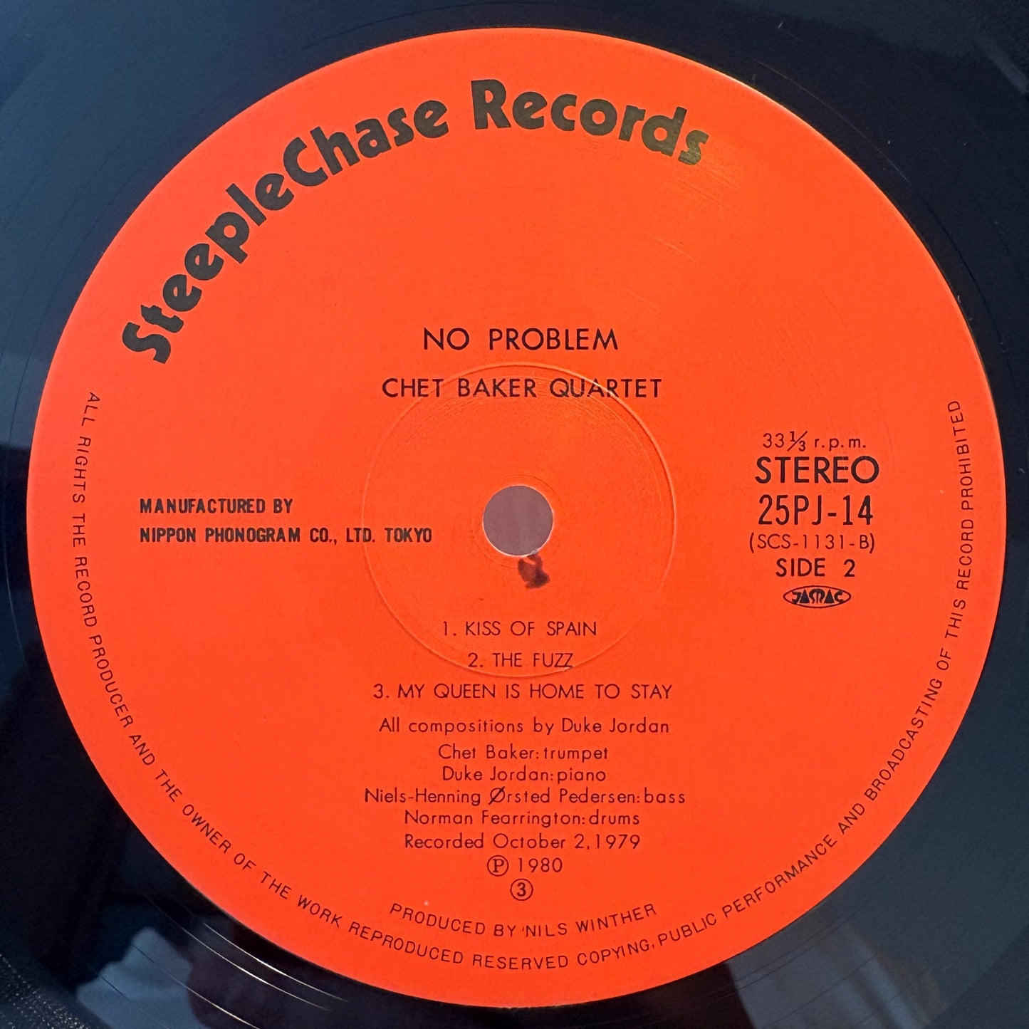 Chet Baker Quartet - No Problem / 25PJ-14 Steeple Chase Japan Original LP