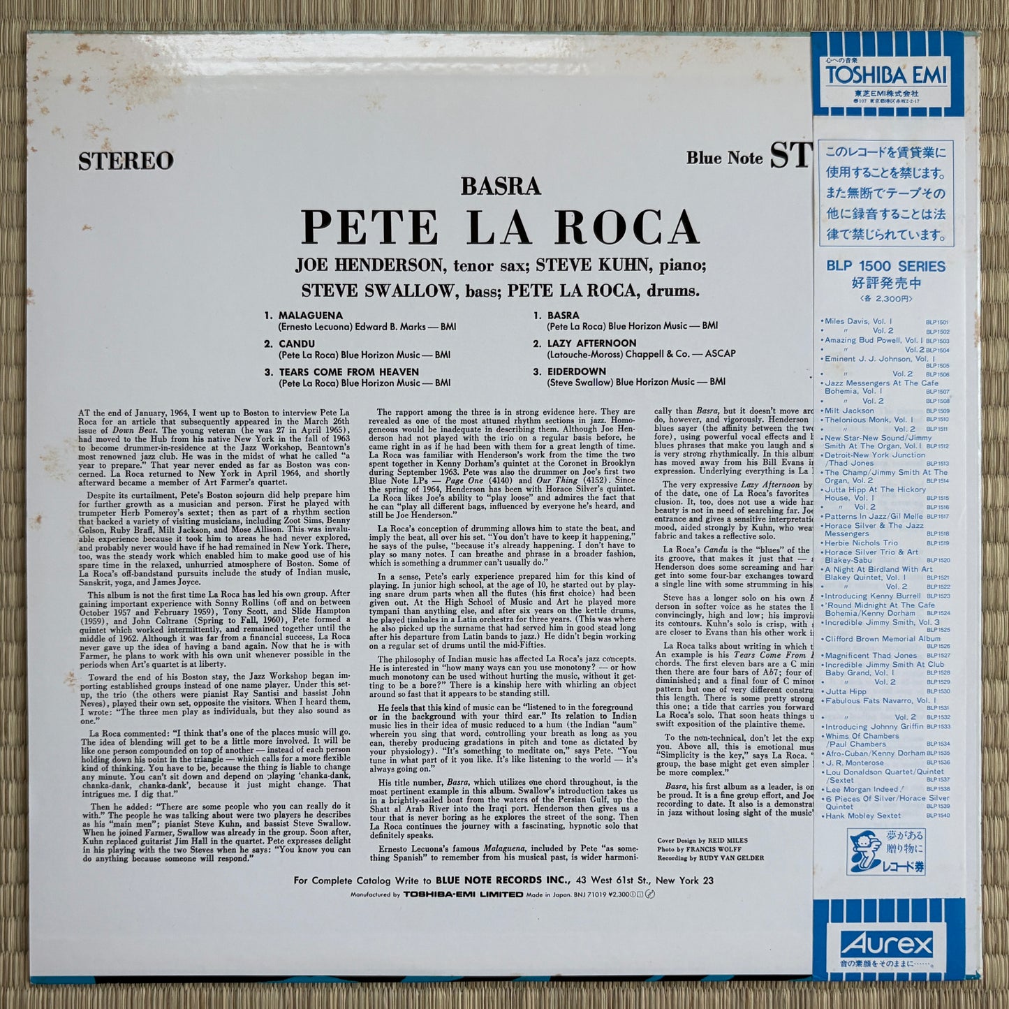Pete La Roca – Basra / BNJ-71019 Blue Note Japan LP