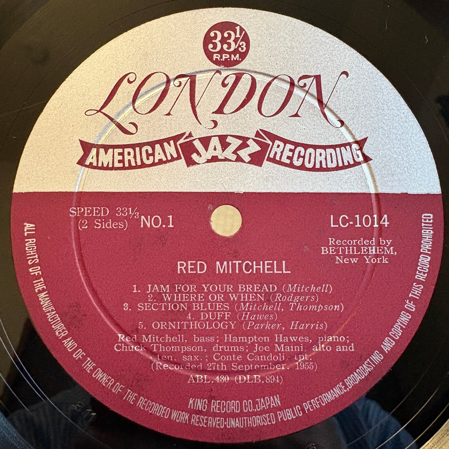 Red Mitchell - S/T / LC-1014 London Original Japan LP