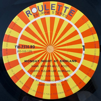 Hank Mobley, Billy Root, Curtis Fuller, Lee Morgan – Monday Night At Birdland / YW-7514-RO Roulette Japan LP