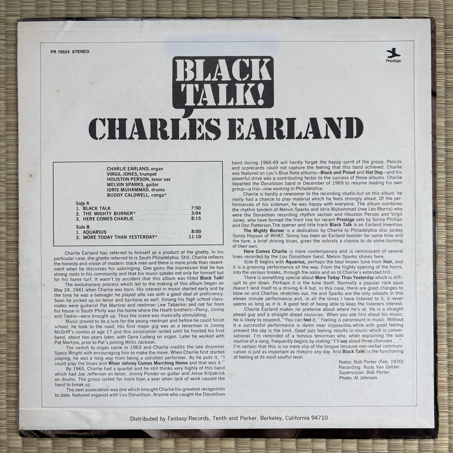 Charles Earland - Black Talk! / PRT-10024 Prestige US LP