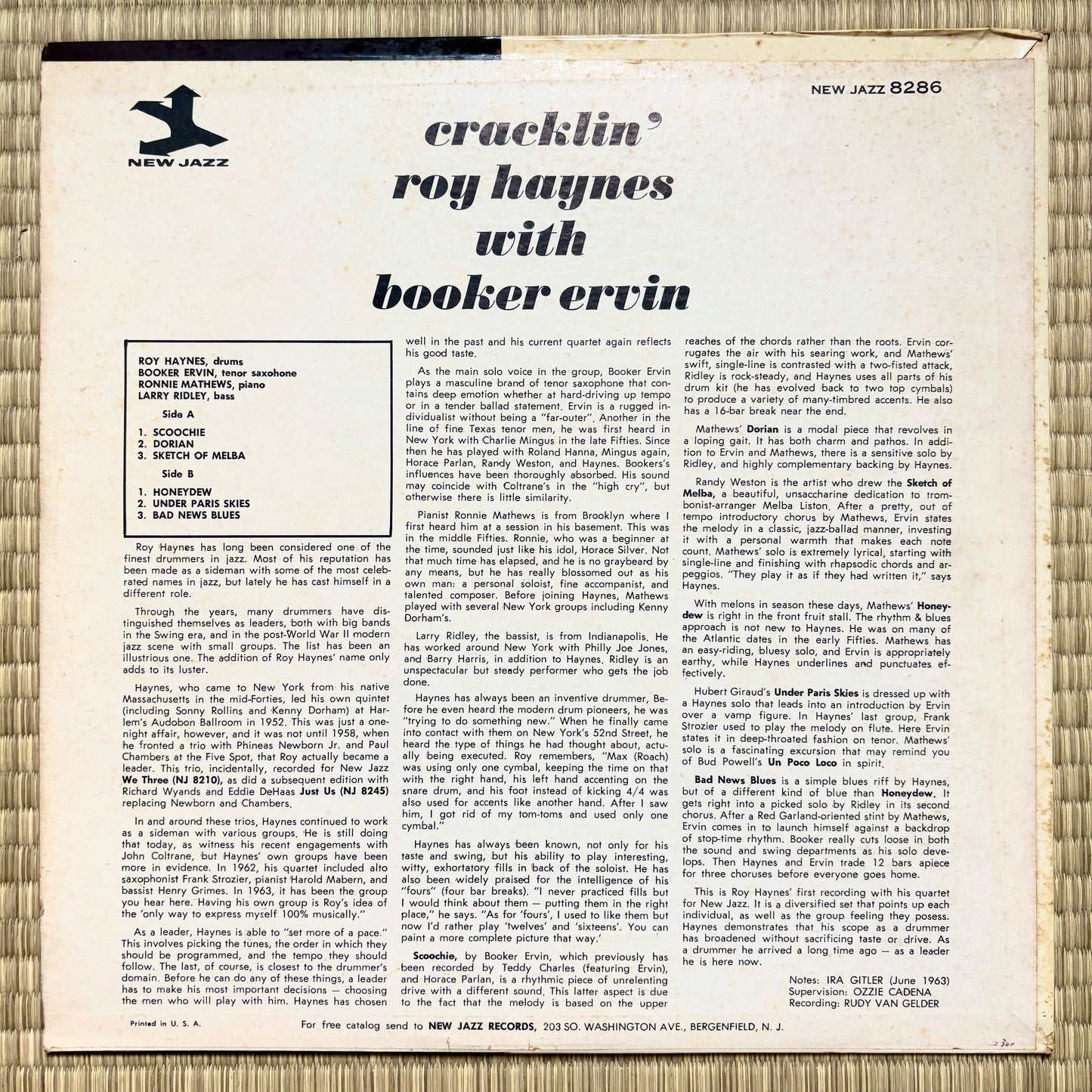 Roy Haynes – Cracklin' / NJLP 8286 New Jazz US Original LP