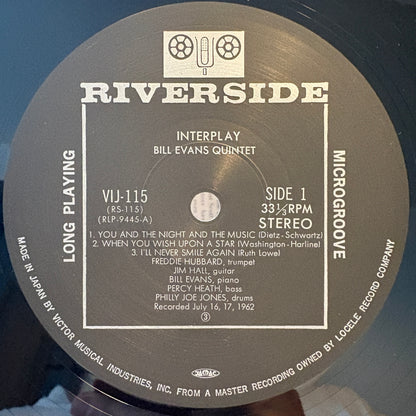 Bill Evans Quintet ‎– Interplay / VIJ-115 Riverside Japan LP