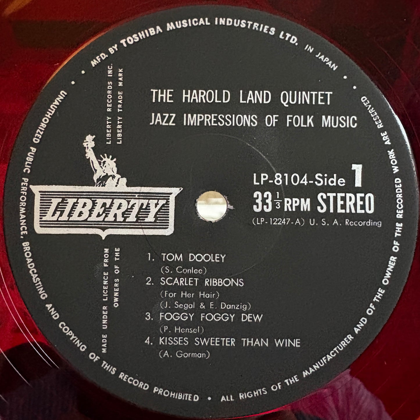 The Harold Land Quintet  ‎– Jazz Impressions Of Folk Music / LP-8104 Liberty Original Japan LP