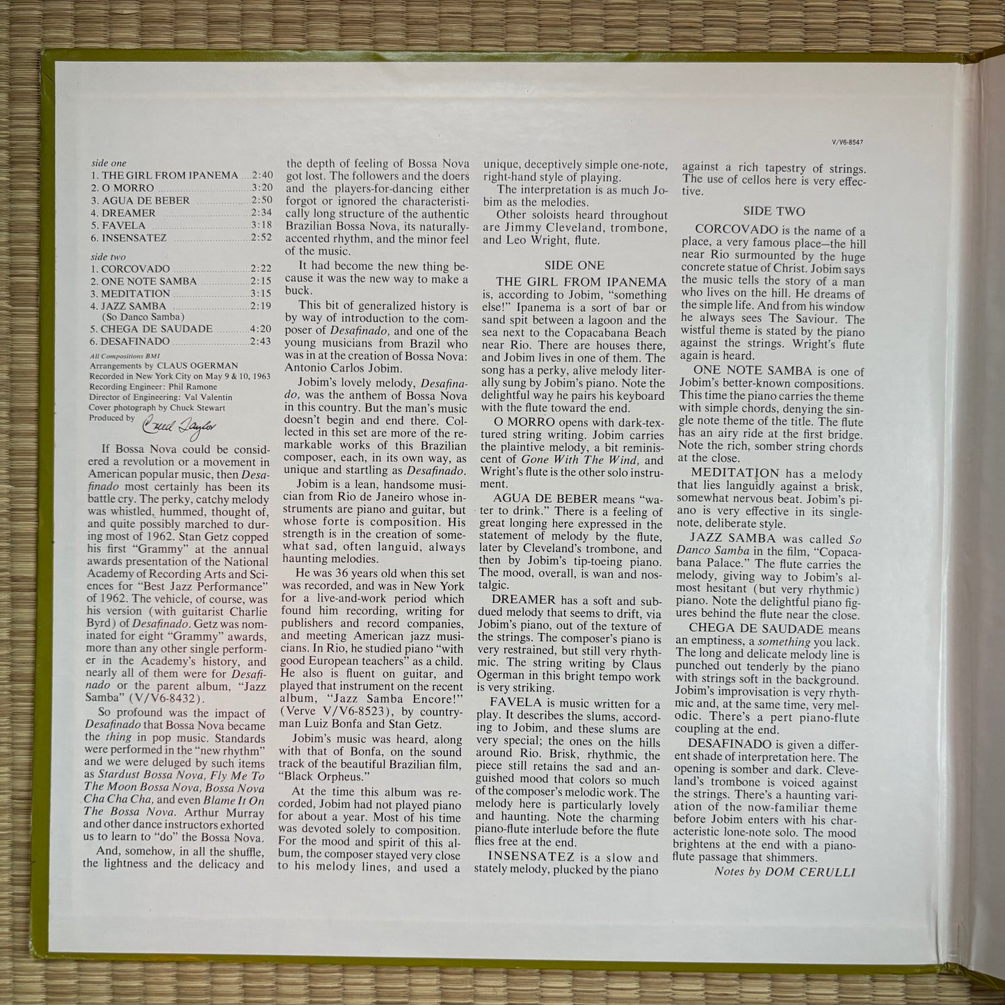 Antonio Carlos Jobim ‎– The Composer Of Desafinado, Plays / V6-8547 Verve US LP