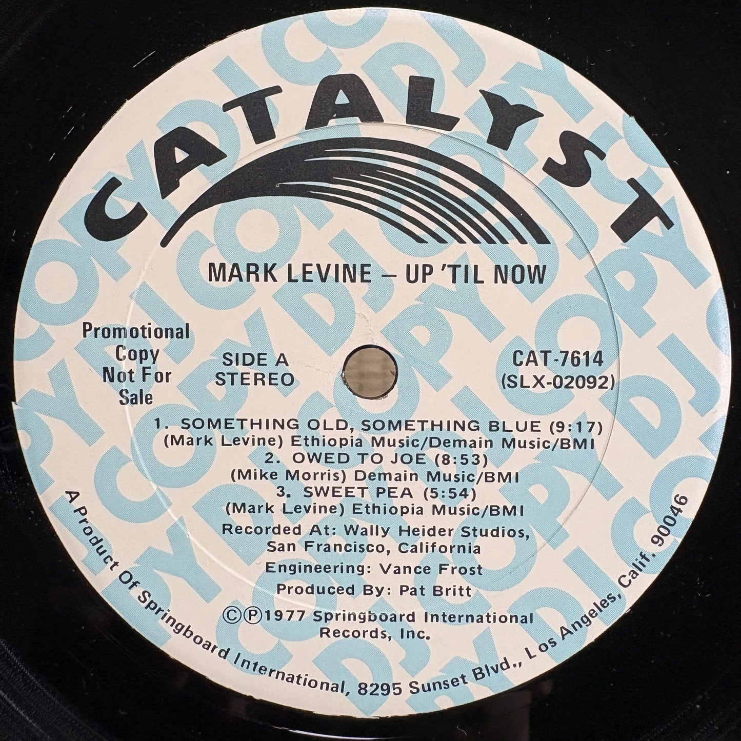Mark Levine – Up 'Til Now / CAT-7614 Catalyst US Promo Original LP