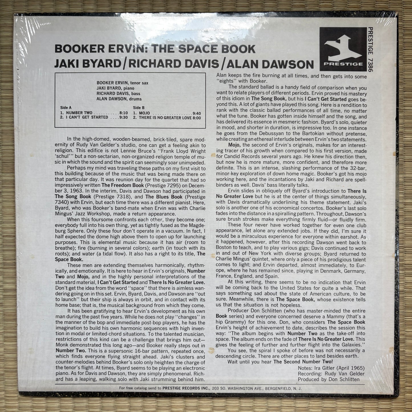Booker Ervin – The Space Book / PRT 7386 Prestige US LP