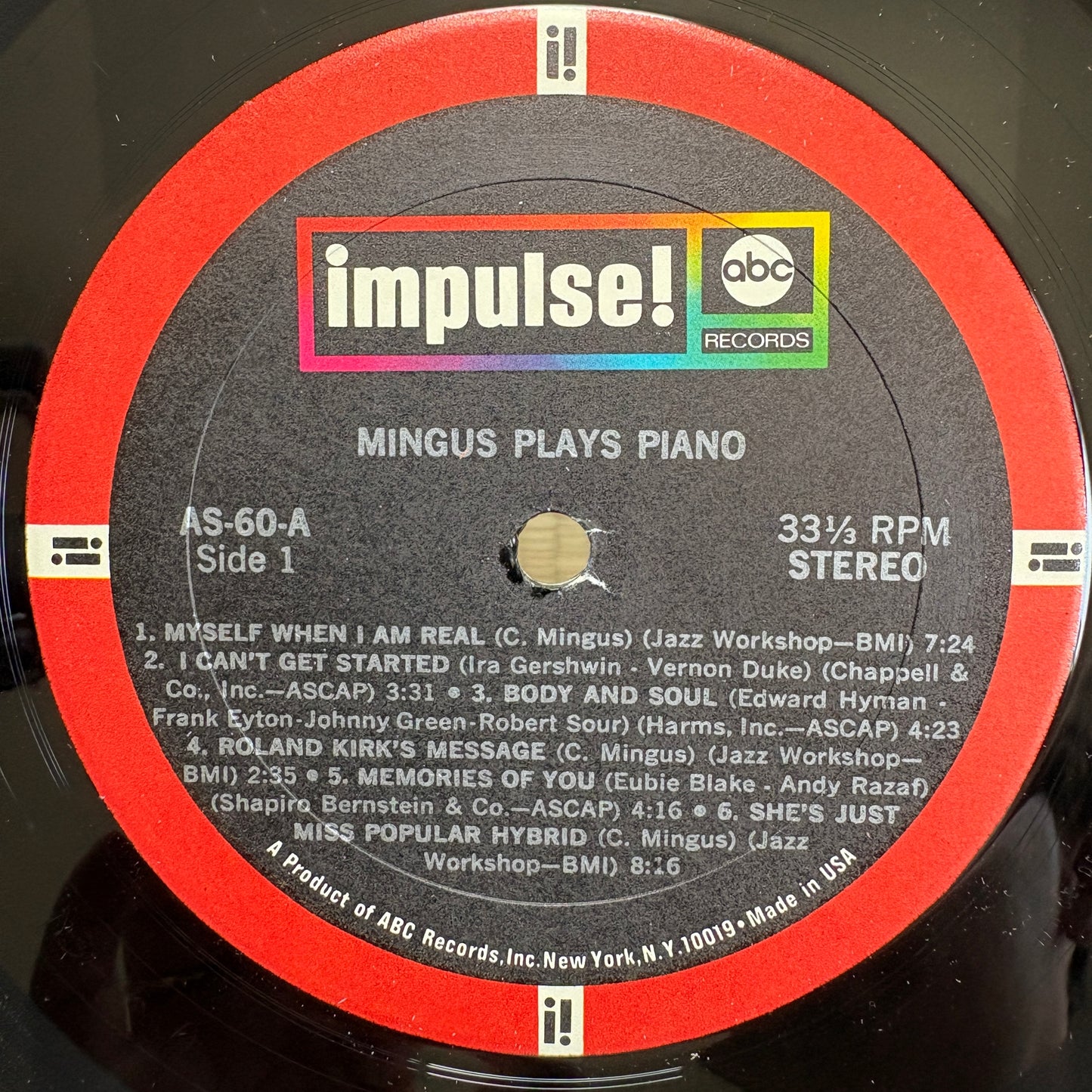 Charles Mingus - Mingus Plays Piano (Spontaneous Compositions And Improvisations) / AS-60 Impulse! US LP