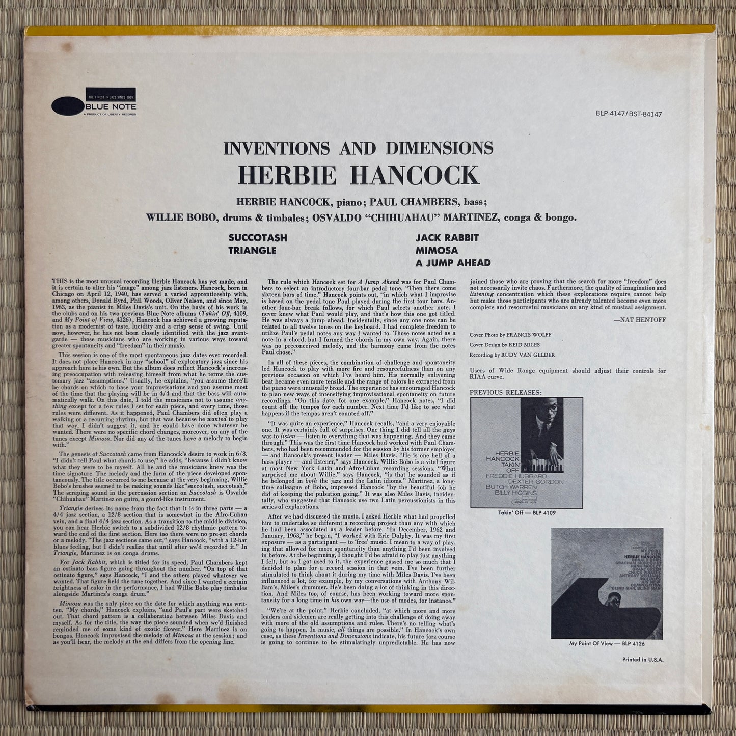 Herbie Hancock – Inventions And Dimensions / BST-84147 Blue US LP