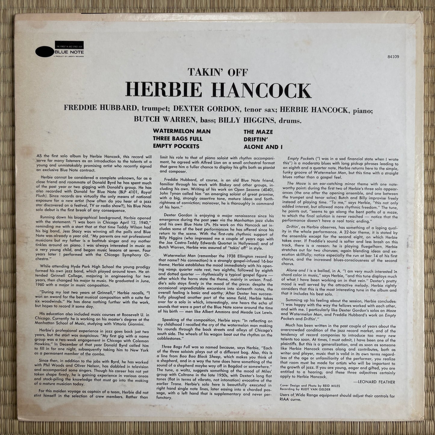 Herbie Hancock – Takin' Off / BST 84109 Blue Note US LP