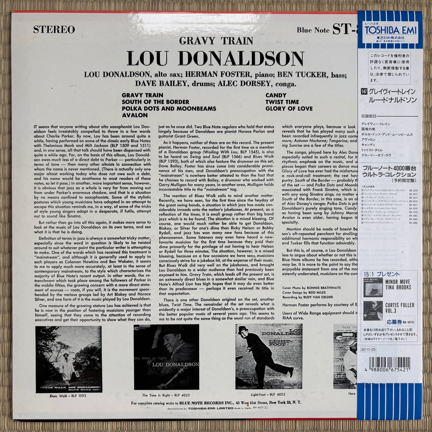 Lou Donaldson – Gravy Train / BN 4079 Blue Note Japan LP