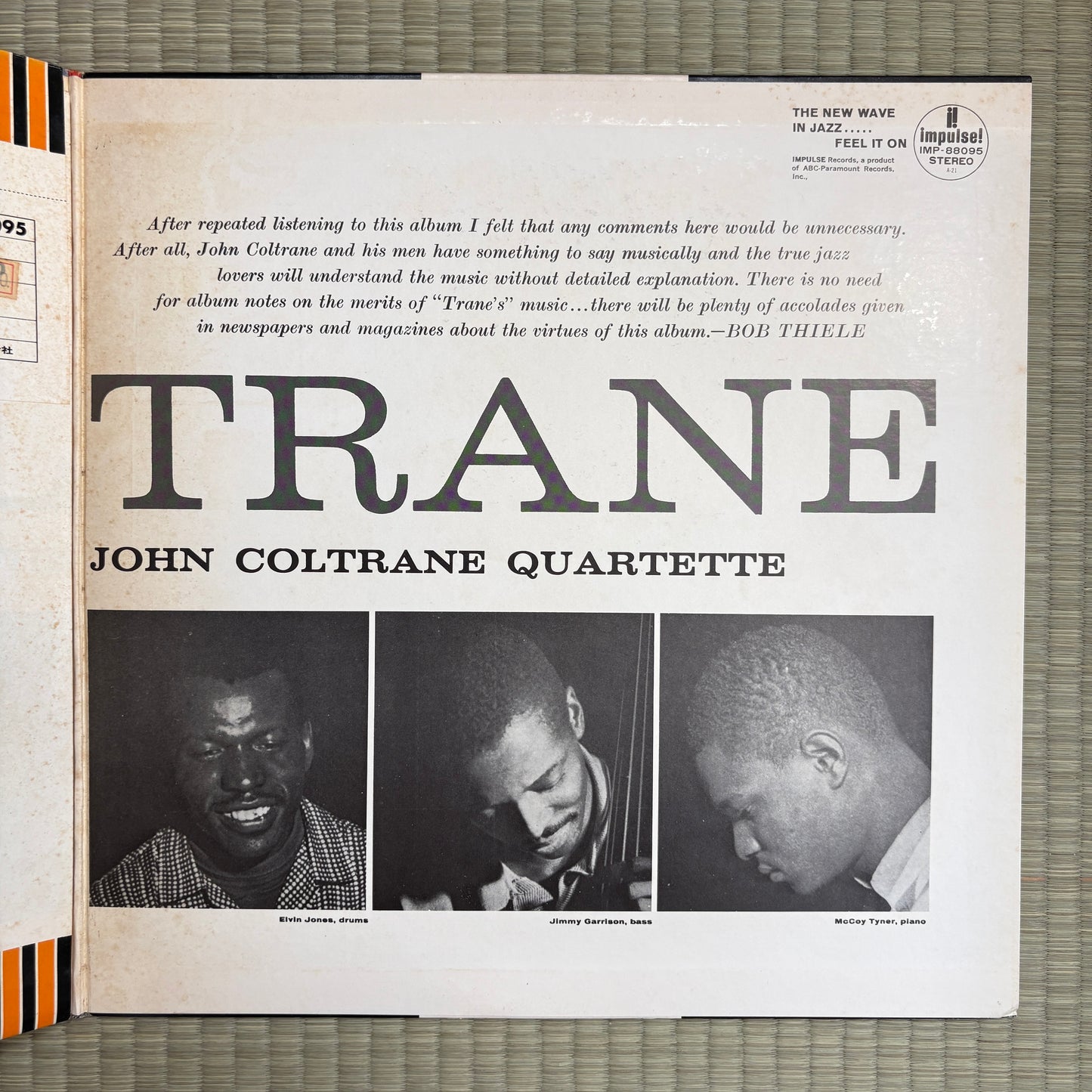 The John Coltrane Quartet ‎– Coltrane / IMP 88095 Impulse! Japan LP