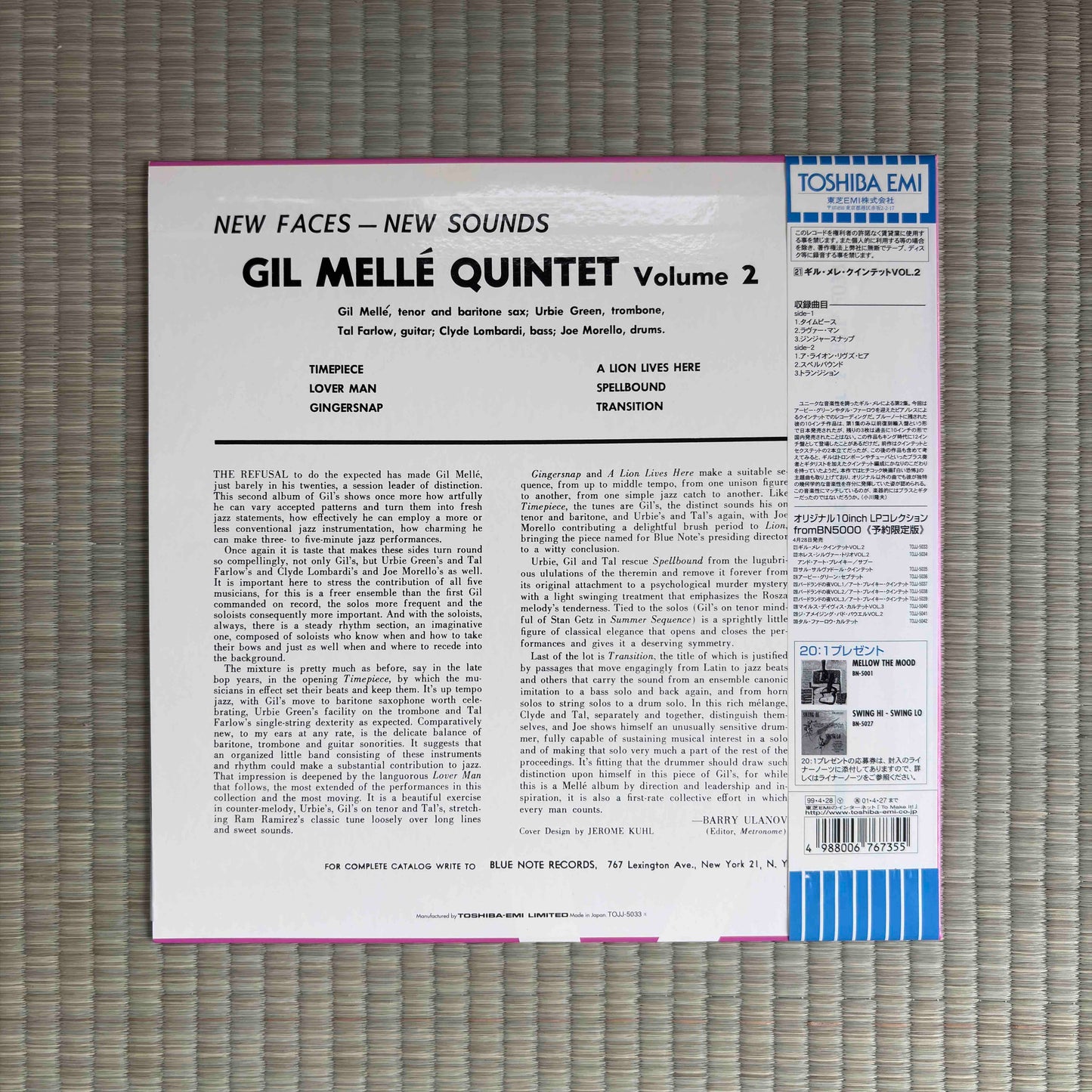 Gil Mellé Quintet – Volume 2 / TOJJ-5033 Blue Note Japan LP