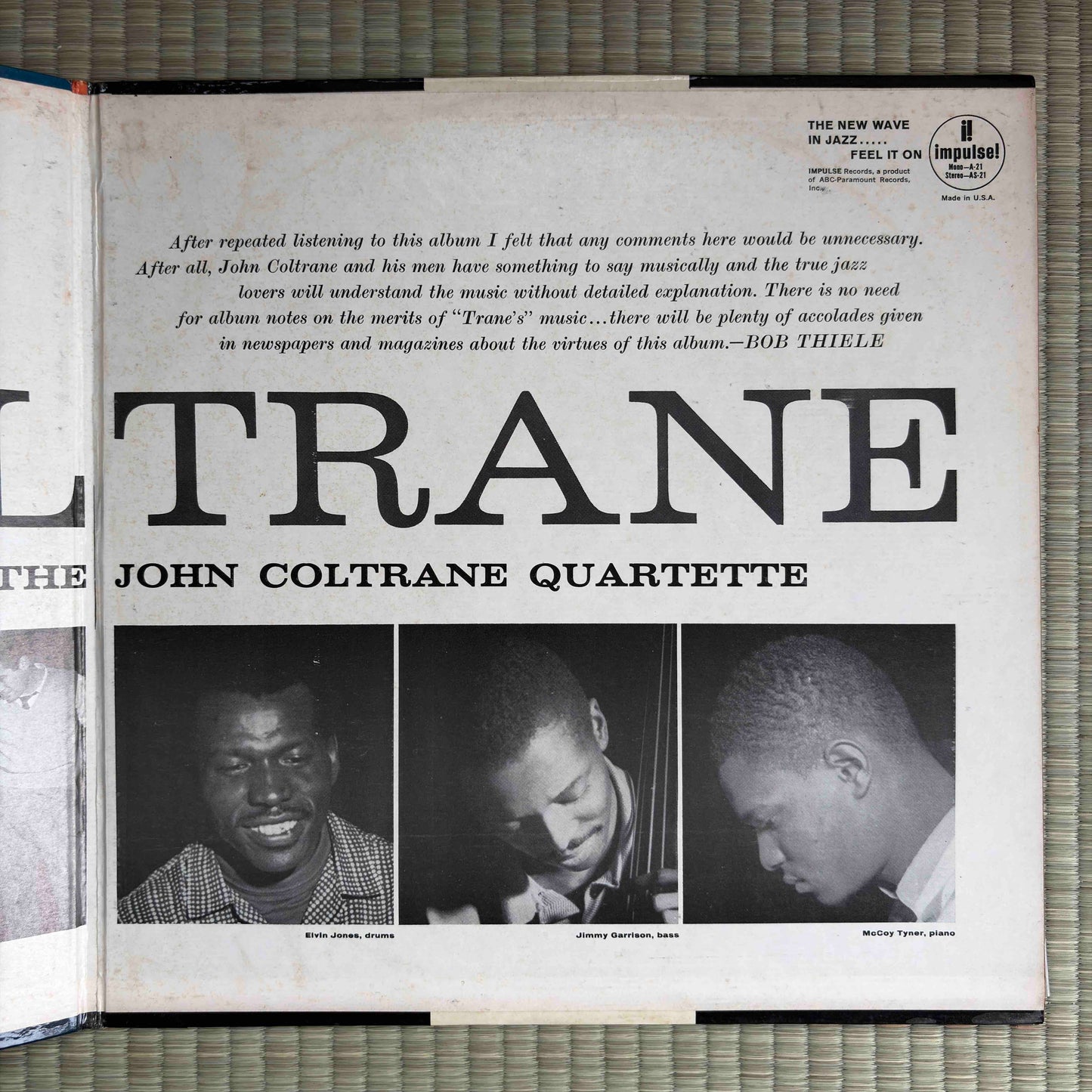The John Coltrane Quartet ‎– Coltrane / AS-21 Impulse! US LP