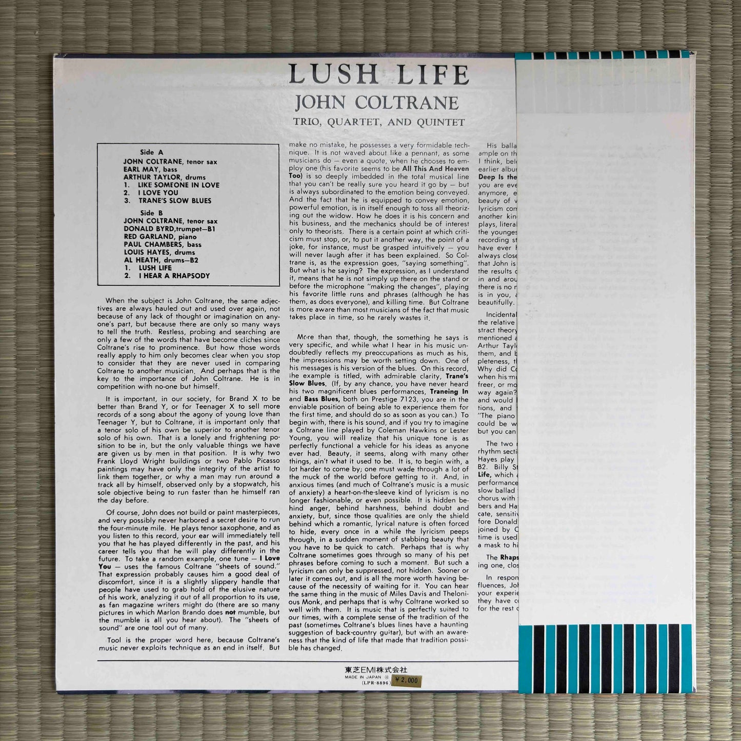 John Coltrane ‎– Lush Life / LPR-8896 Prestige Japan LP
