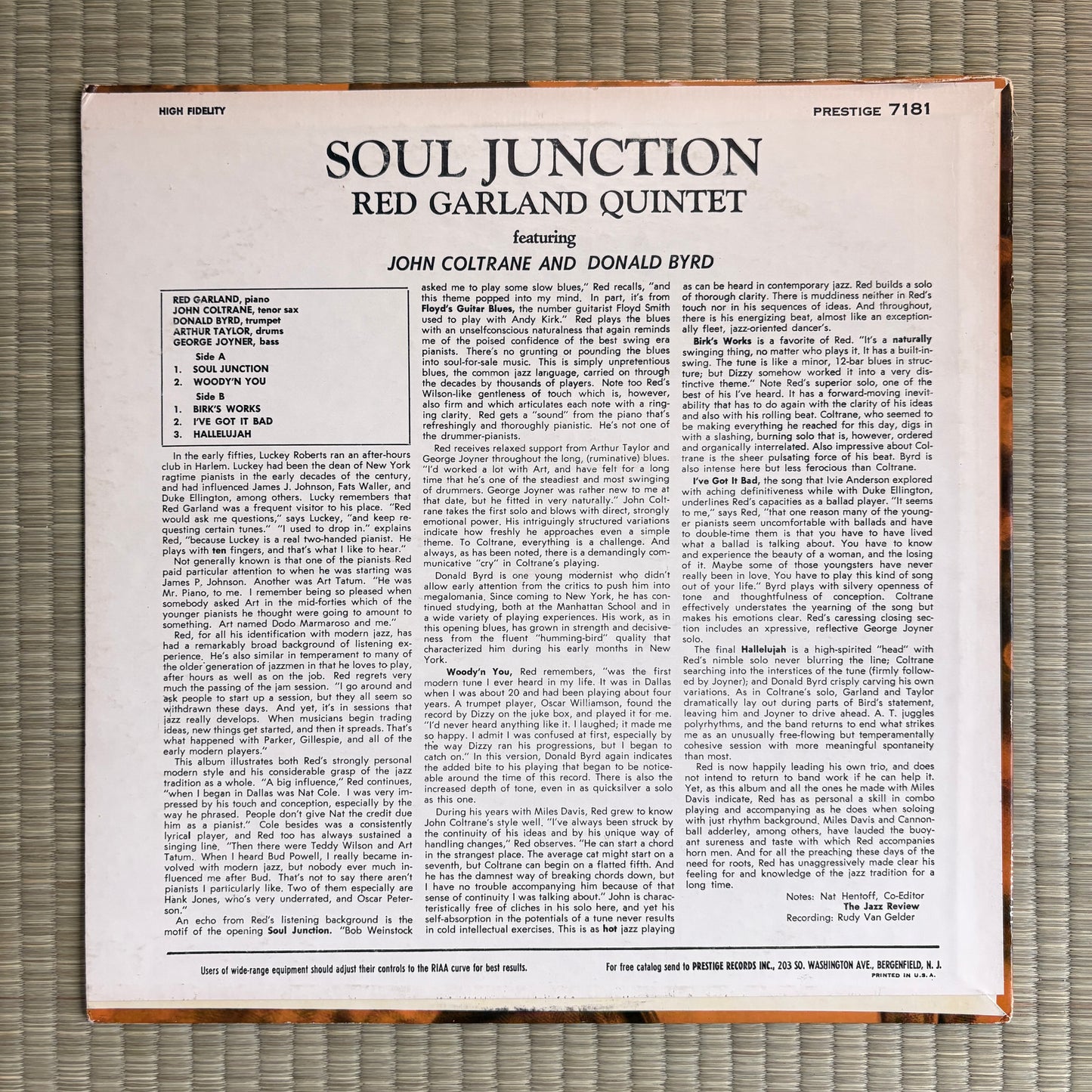 The Red Garland Quintet – Soul Junction / PRLP 7191 Prestige US Original LP