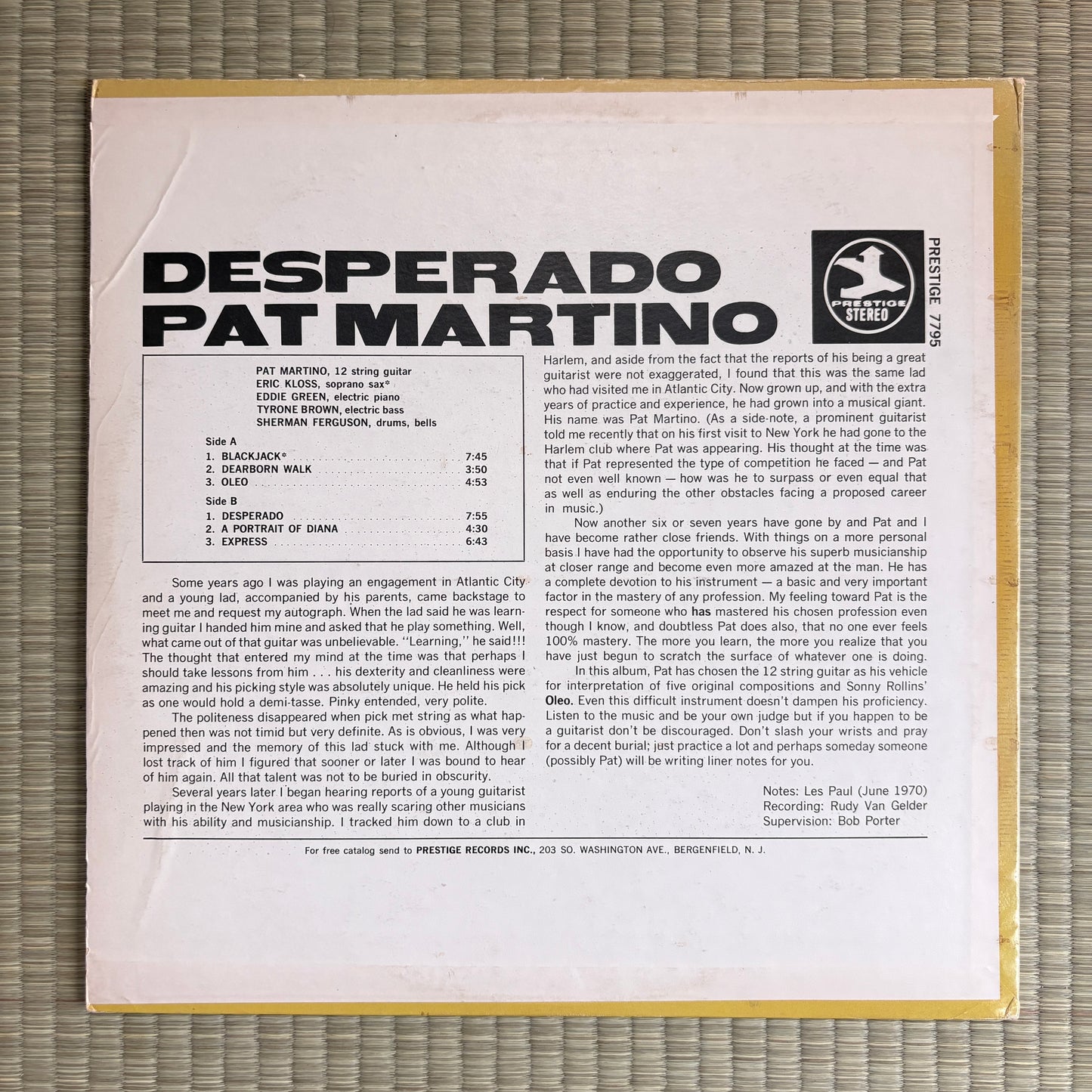 Pat Martino ‎– Desperado / PR 7797 Prestige US Original LP