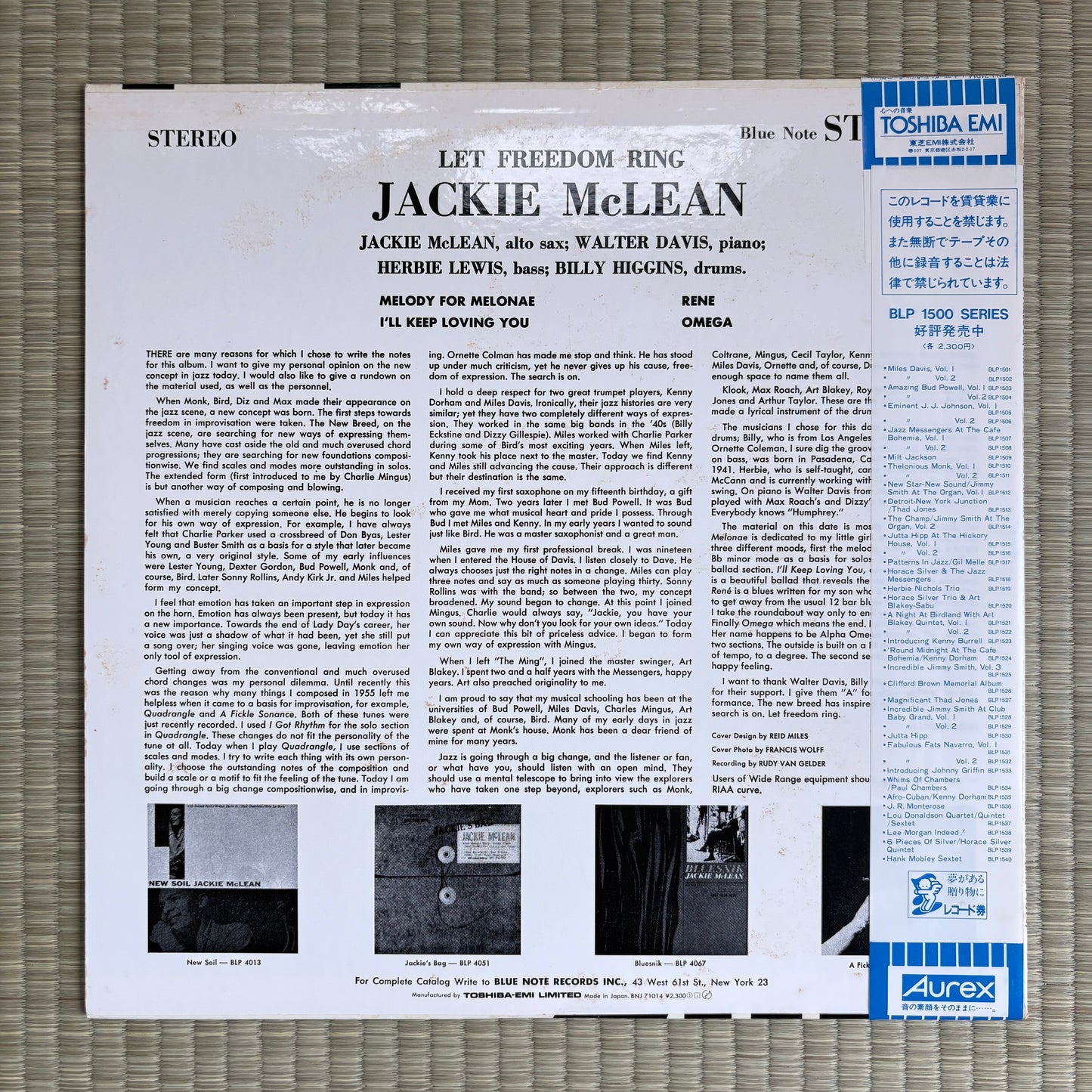 Jackie McLean – Let Freedom Ring / BNJ 71014 Blue Note Japan LP