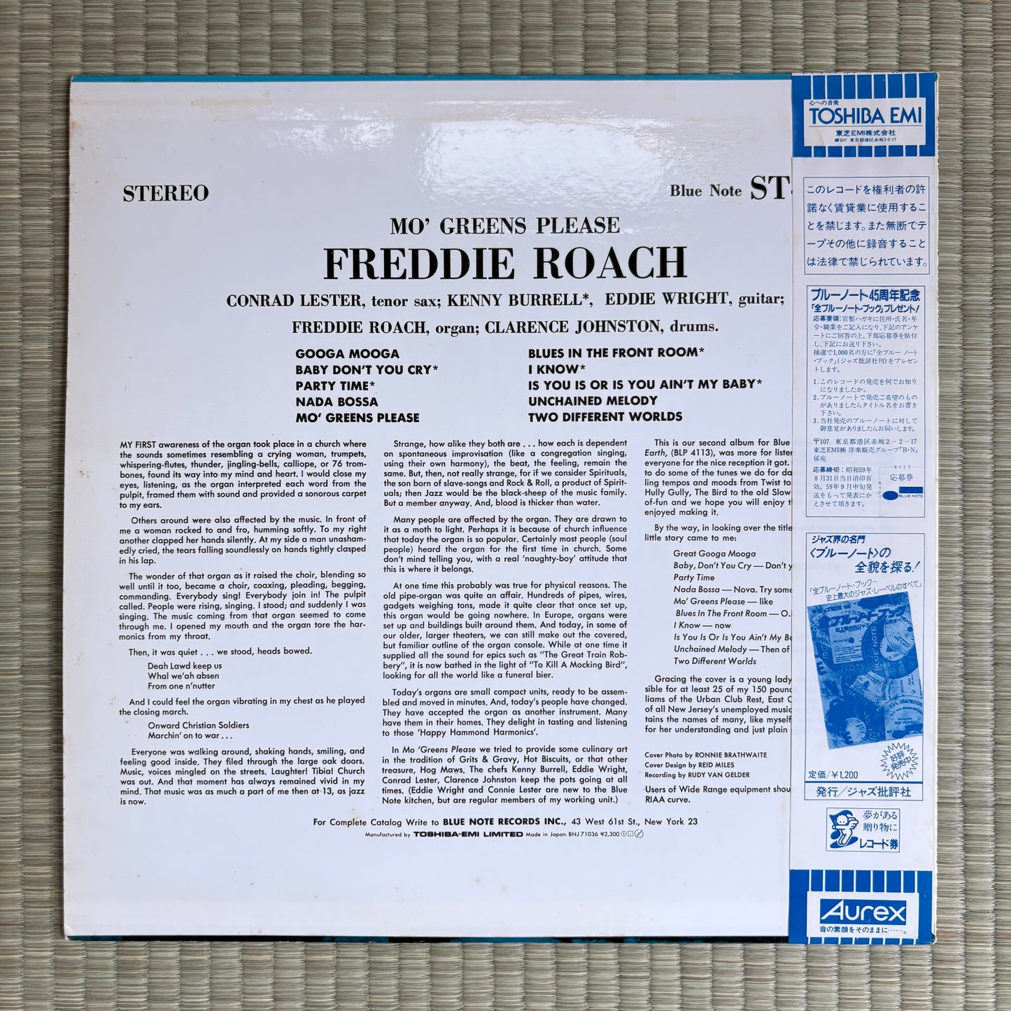 Freddie Roach – Mo' Greens Please / BNJ 71036 Blue Note Japan LP