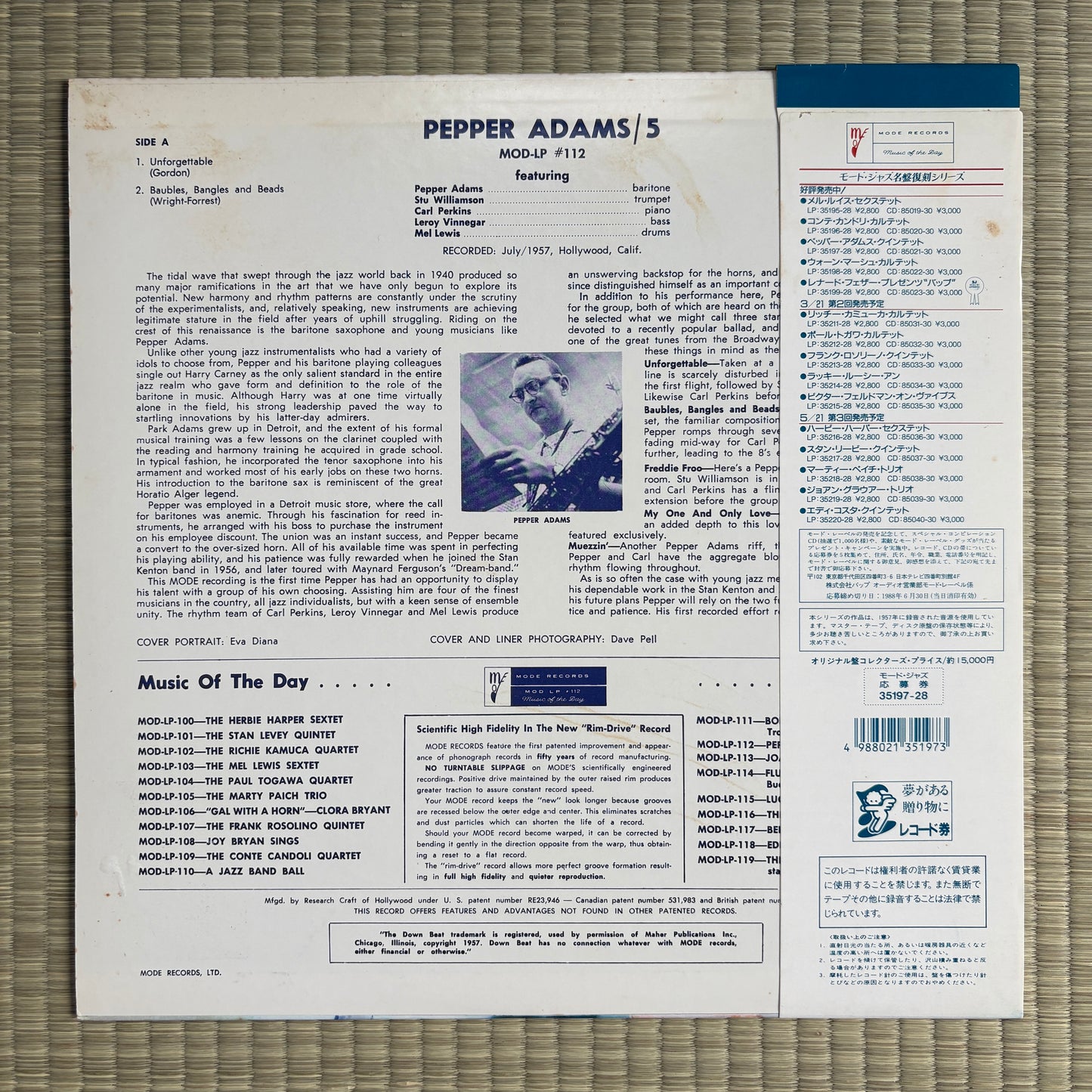 Pepper Adams Quintet - S/T / 35197-28 Mode Japan LP