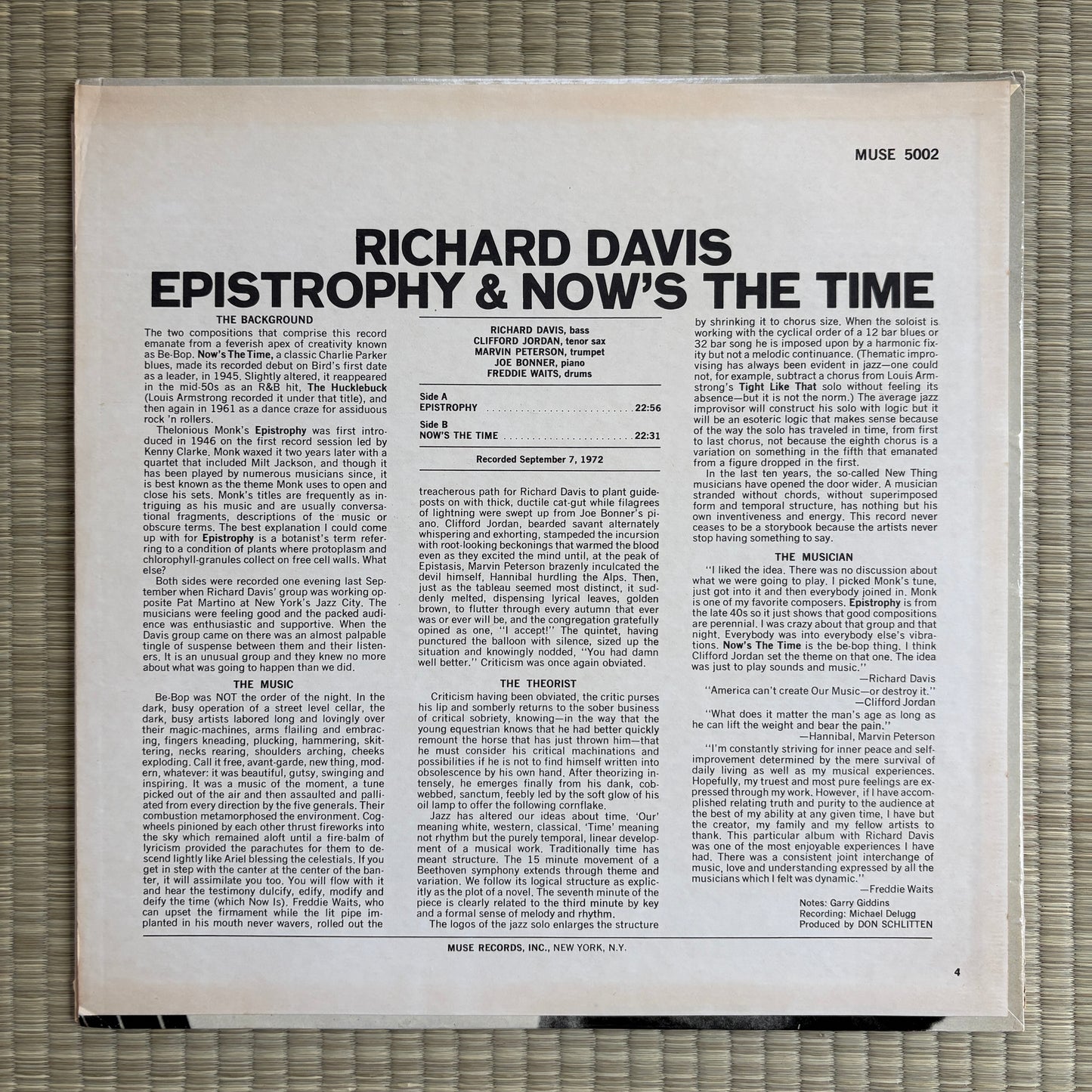 Richard Davis – Epistrophy & Now's The Time / MR 5002 Muse US Original LP